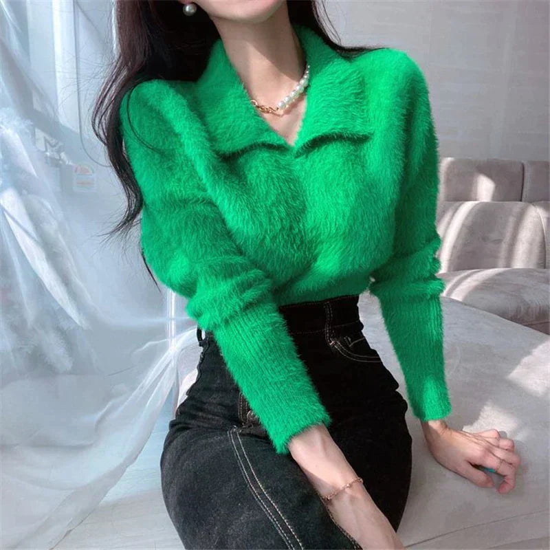 Levoire | Pull Avec Col Peter Pan Vert Une taille pour tous