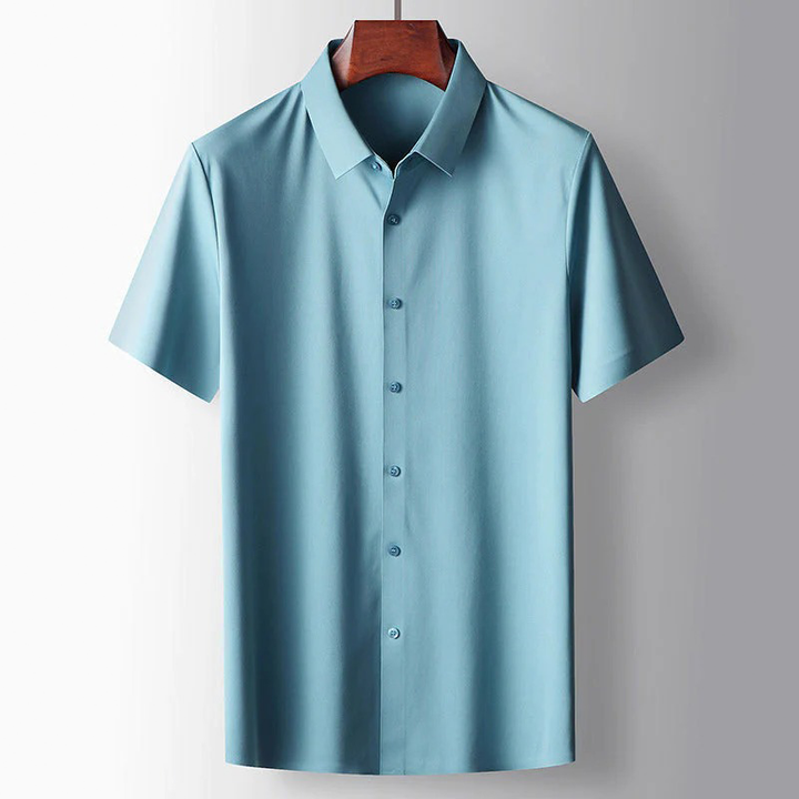 Levoire | Comfortable Short Sleeve Shirt With Button Placket Bleu clair