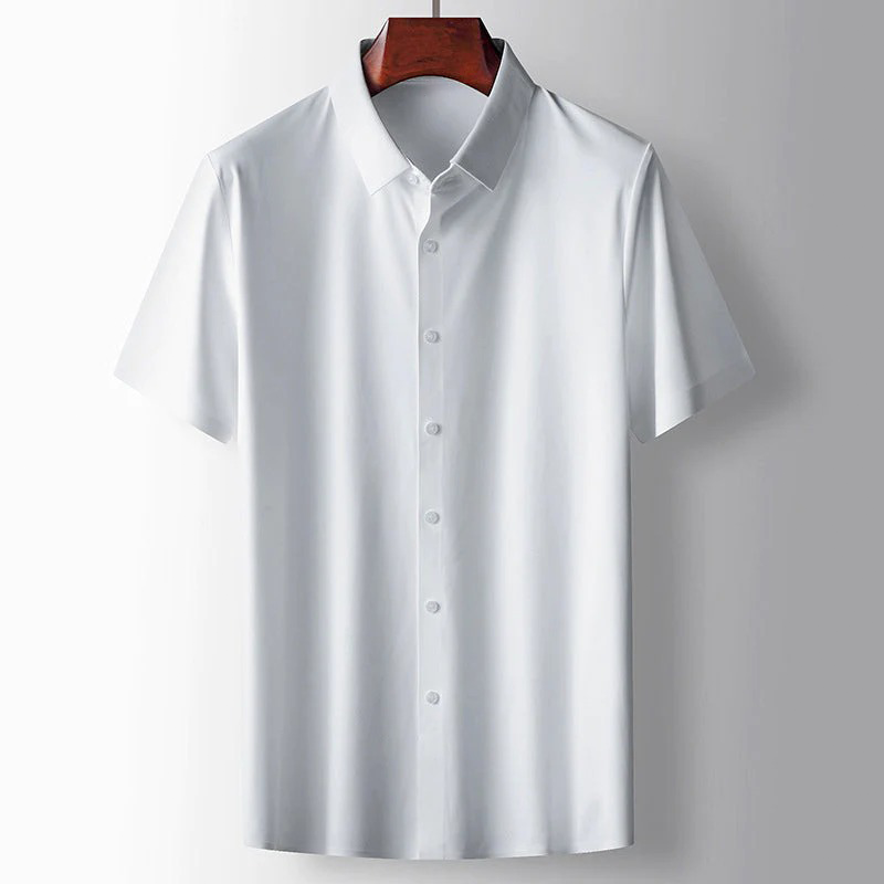 Levoire | Comfortable Short Sleeve Shirt With Button Placket Blanc