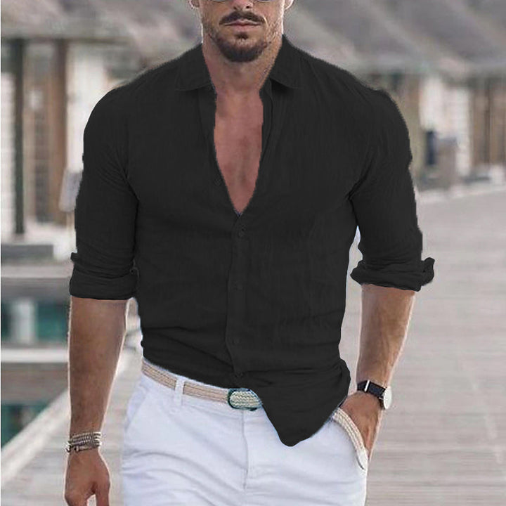 Levoire | Chemise En Lin Pour Homme Avec Col Réversible noir