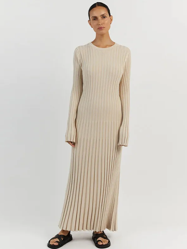 Levoire | Robe Maxi Tricotée Ajustée & Flatteuse ABRICOT