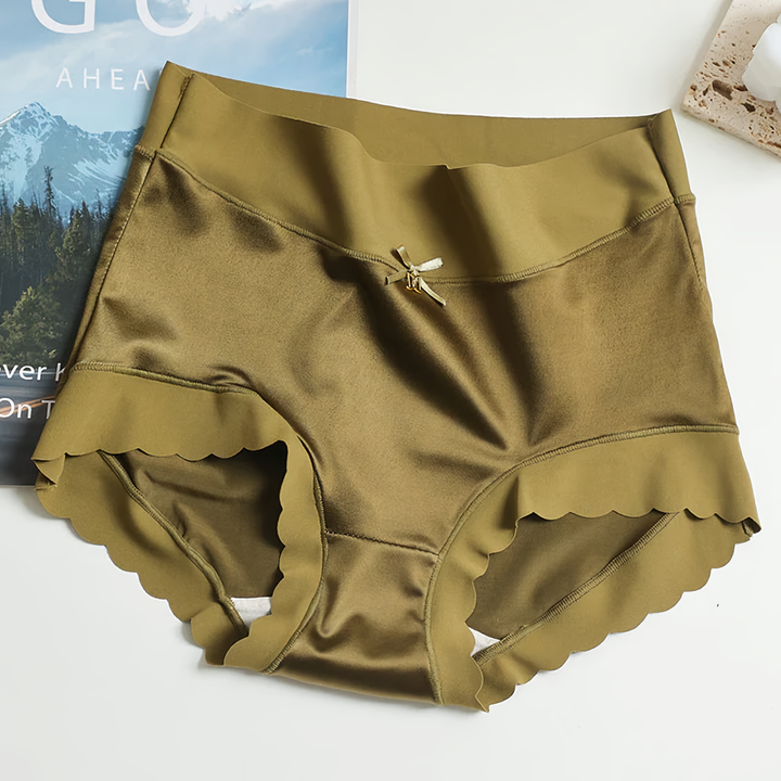 Levoire | Stuck Sous-Vêtements Satin De Soie Sans Couture Pour Femmes Olive vert (5 pièces)