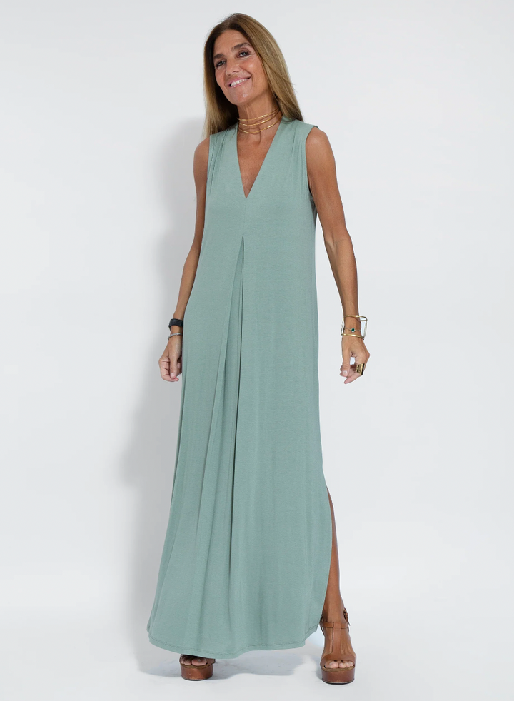 Levoire | Robe Longue & Série Gilet Robe turquoise + gilet blanc