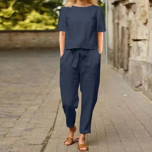 Levoire | Été Loisirs Deux Pièces Chemise À Manches Courtes & Shorts Taille Haute