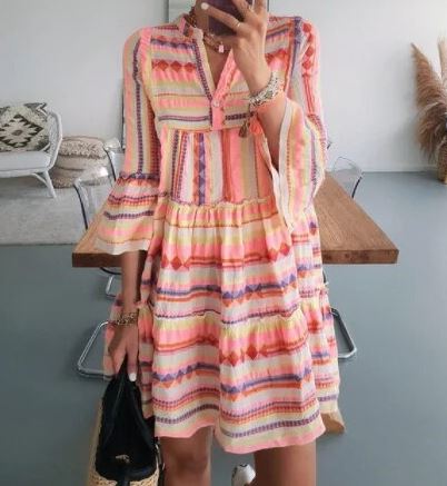 Levoire | Robe Mi-Longue À Manches Allongées Orange