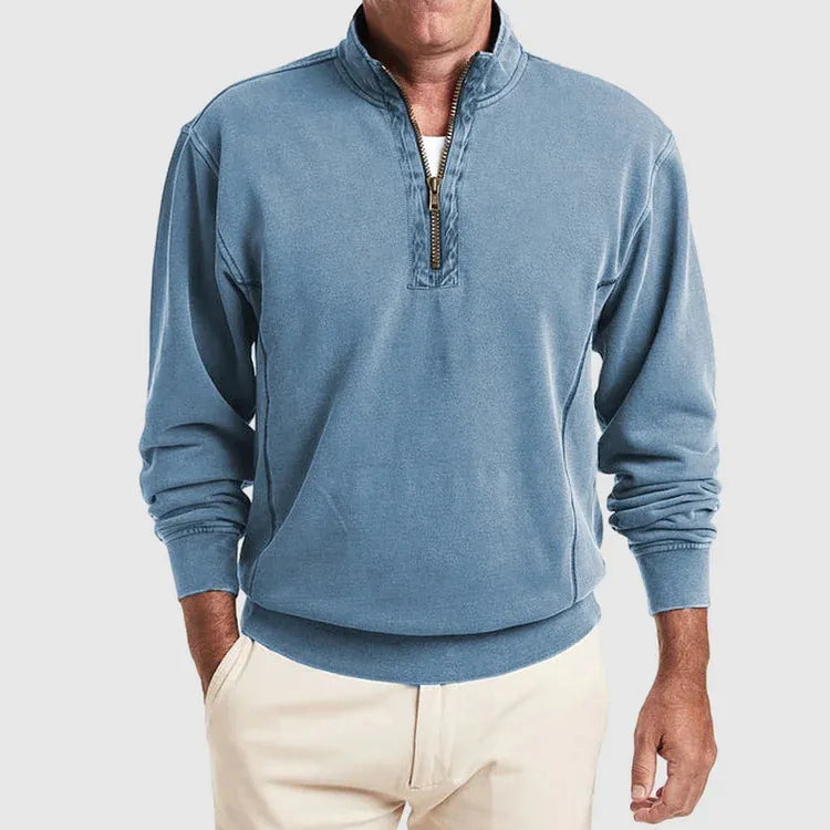 Levoire | Chemise Polo Pour Hommes Avec Zip Quartiaire Bleu