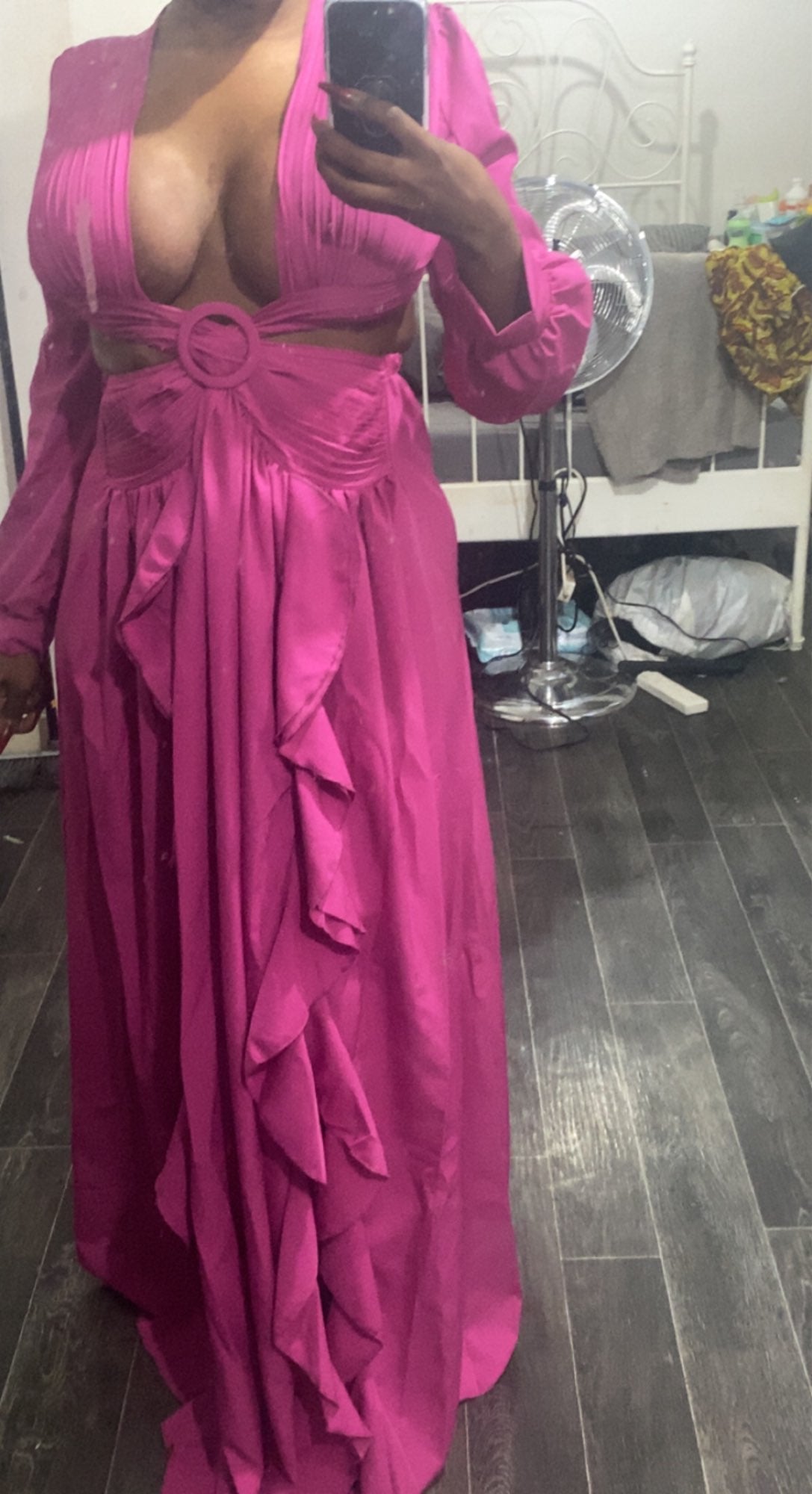 Levoire | Huleplissé Volant Manches Longues Robes Maxi