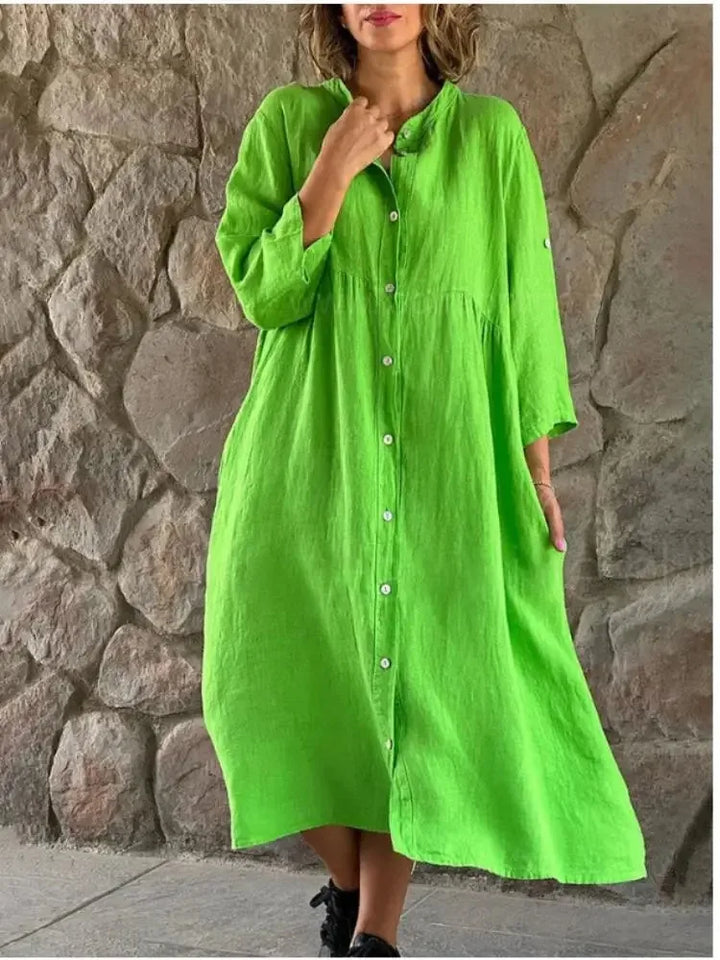 Levoire | Robe Chemise À Coupe Locker En Lin Vert