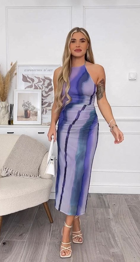 Levoire | Long Striped Tulle Strap Dress Style 1