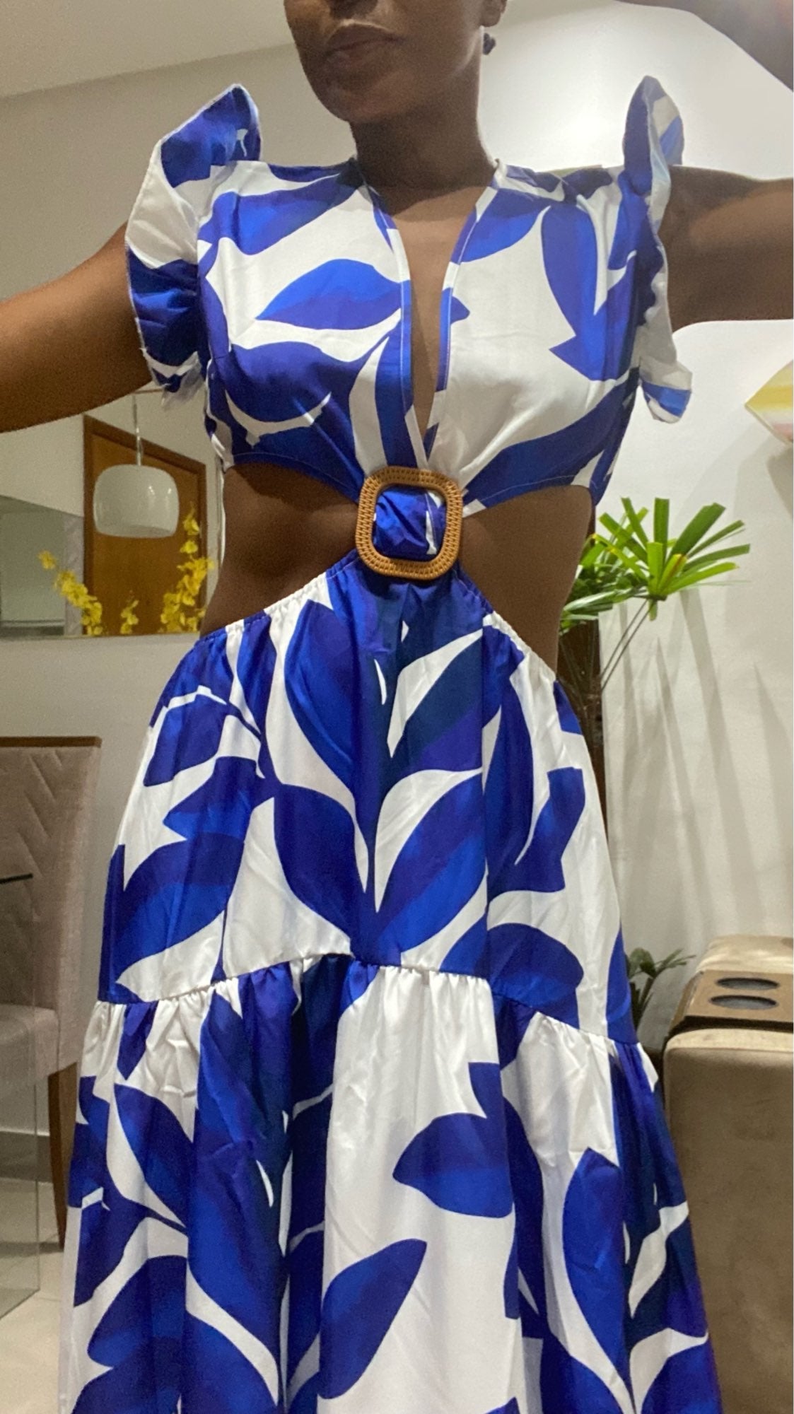 Levoire | Imprimé Feuille Hohlflügel Maxi Robe