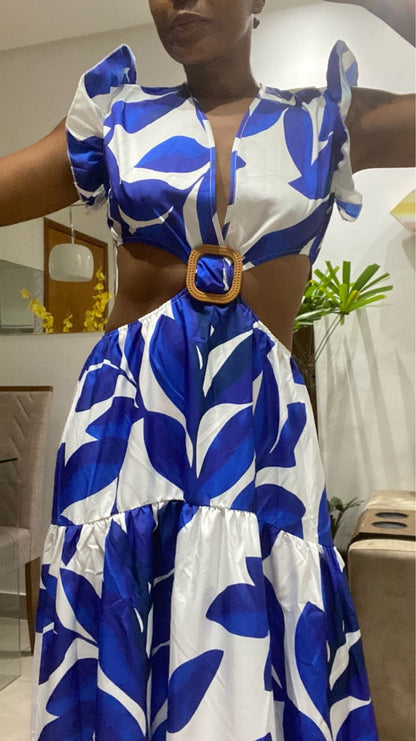 Levoire | Imprimé Feuille Hohlflügel Maxi Robe