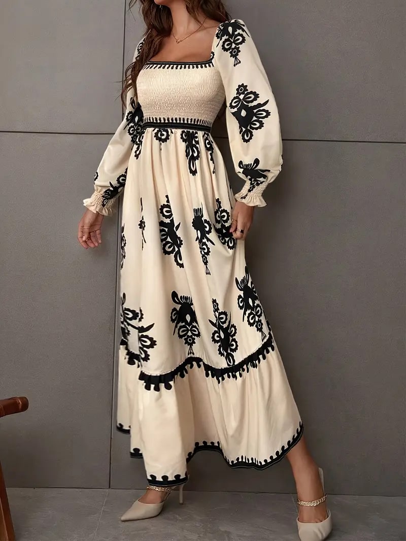 Levoire | Robe Maxi Élégante Avec Motif Géométrique
