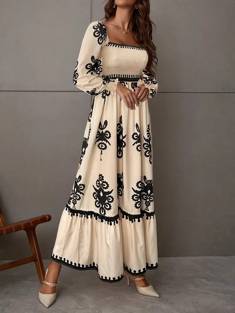 Levoire | Robe Maxi Élégante Avec Motif Géométrique