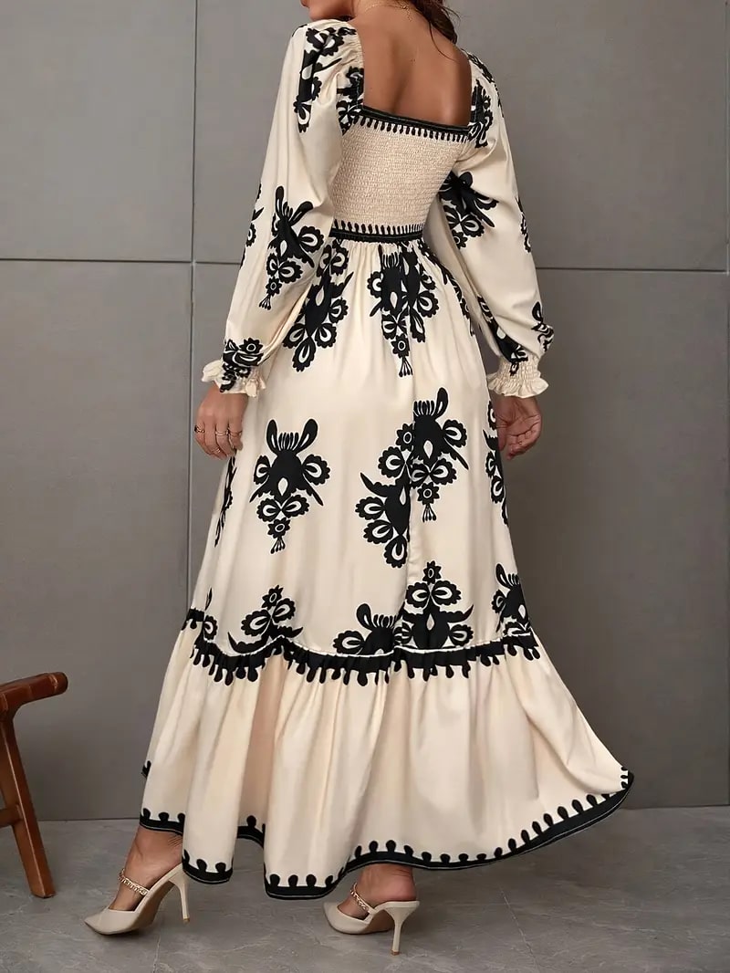 Levoire | Robe Maxi Élégante Avec Motif Géométrique