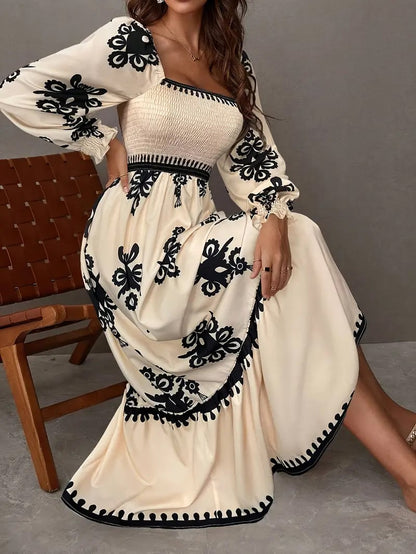 Levoire | Robe Maxi Élégante Avec Motif Géométrique