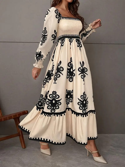 Levoire | Robe Maxi Élégante Avec Motif Géométrique