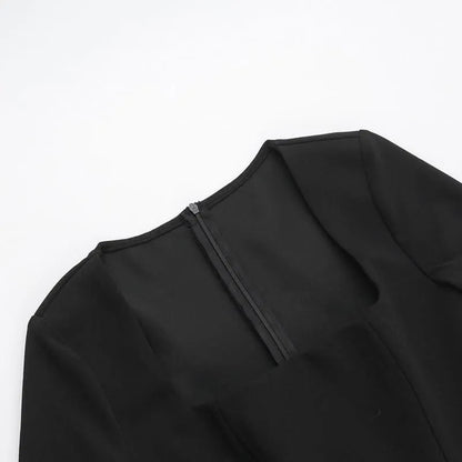 Levoire | Robe à manches longues avec col carré, Slim Fit