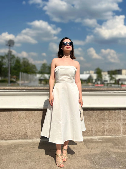 Levoire | Long Strapless White Dress