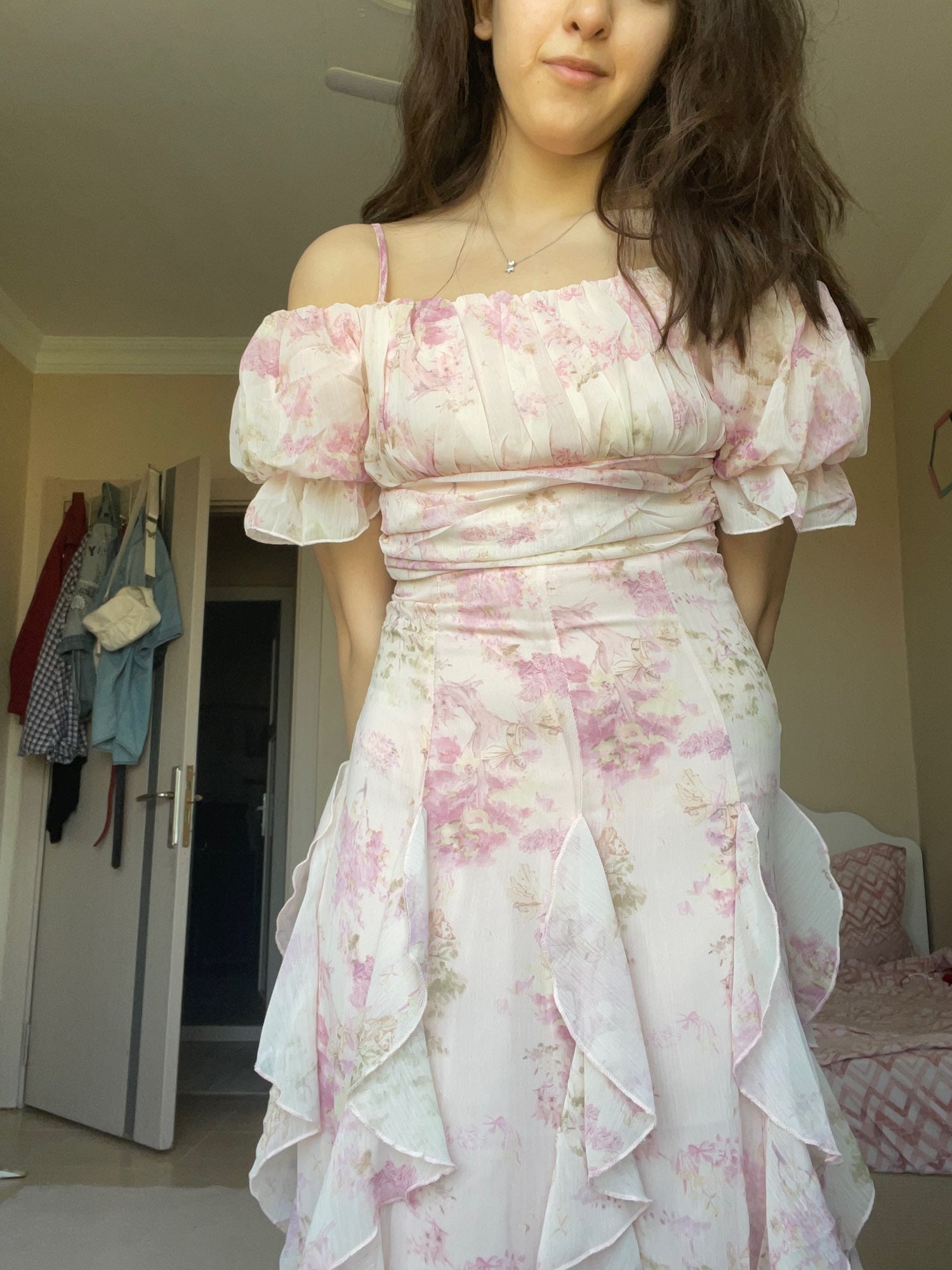 Levoire | Robe Longue Froncée À Épaules Dénudées