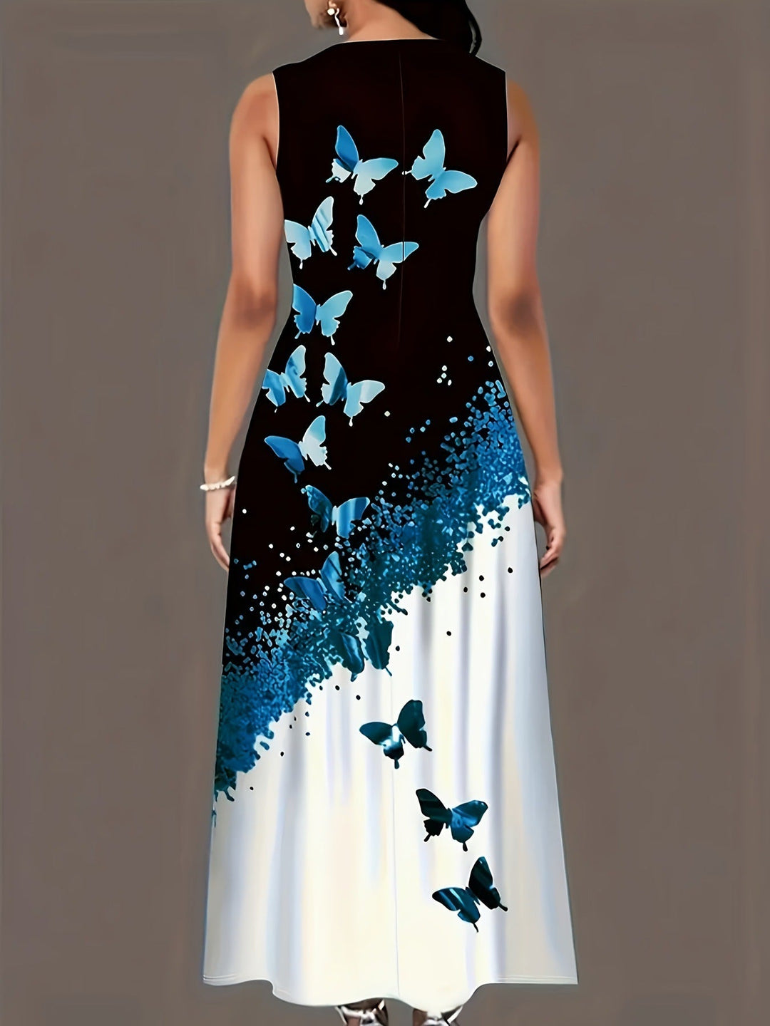 Levoire | Robe Élégante À Motifs De Papillons Avec Poches Et Coupe Fluide