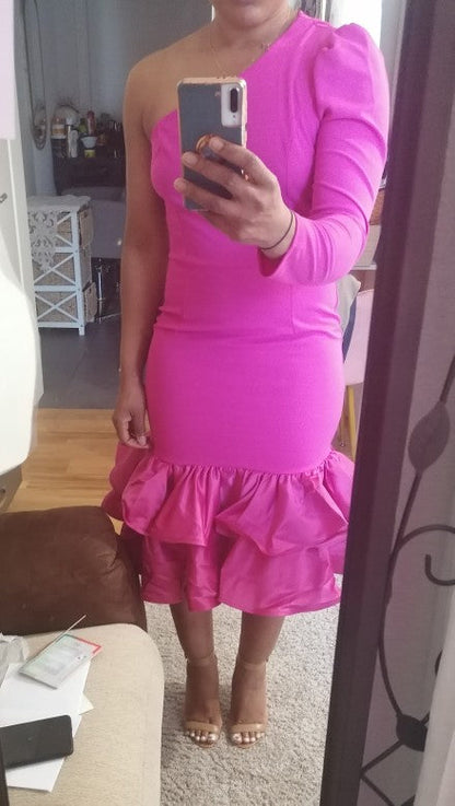 Levoire | Robe Midi Froncée À Manches Longues