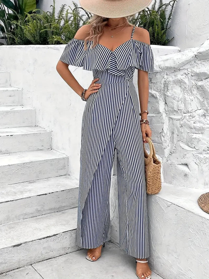 Levoire | Jumpsuit Rayé Élégant Avec Détail À Volants