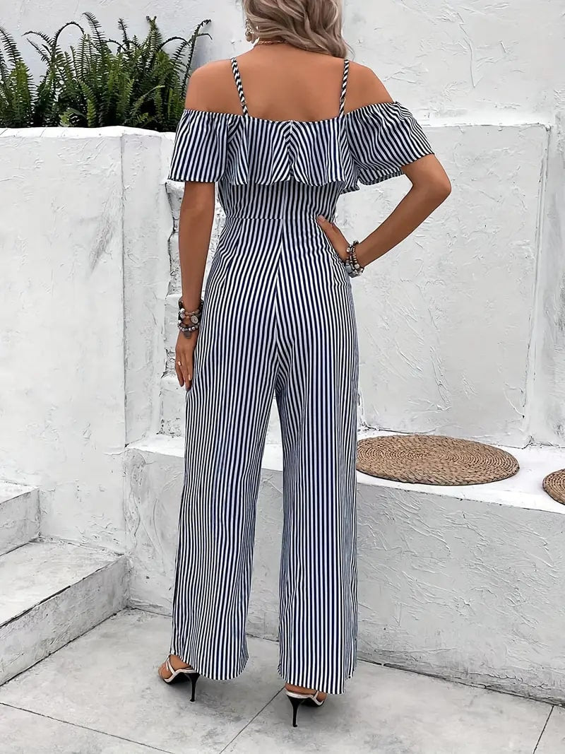 Levoire | Jumpsuit Rayé Élégant Avec Détail À Volants