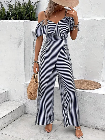 Levoire | Jumpsuit Rayé Élégant Avec Détail À Volants