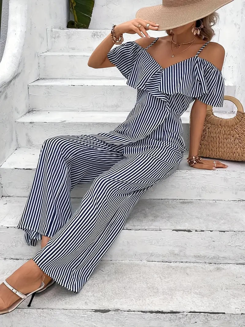 Levoire | Jumpsuit Rayé Élégant Avec Détail À Volants