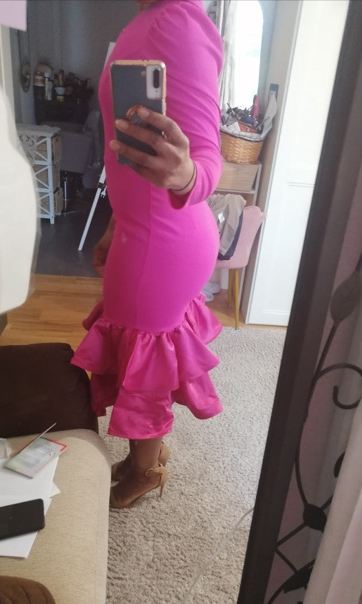 Levoire | Robe Midi Froncée À Manches Longues