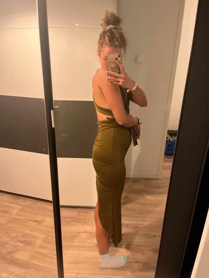 Levoire | Dyp V-Décolleté Dos Nu Sans Bretelles Maxi Robe