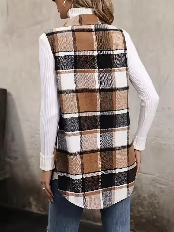 Levoire | Gilet Sans Manches À Carreaux Élégant Pour Femmes