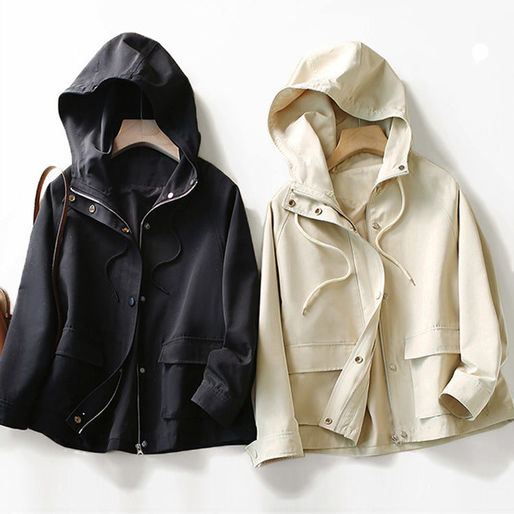 Levoire | Automne Détendu Taille Plus Trench-Coat À Capuche Pour Femmes