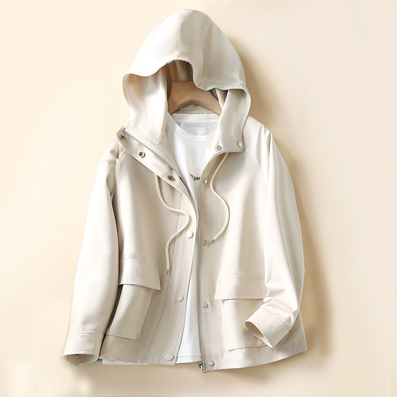 Levoire | Automne Détendu Taille Plus Trench-Coat À Capuche Pour Femmes Blanc