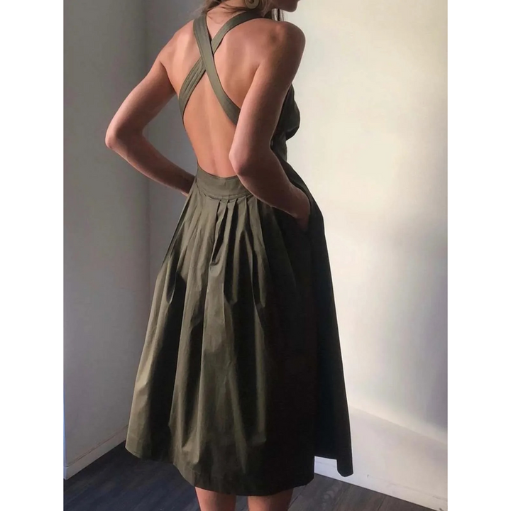 Levoire | Robe En Lin Respirante Avec Taille Élastique Vert