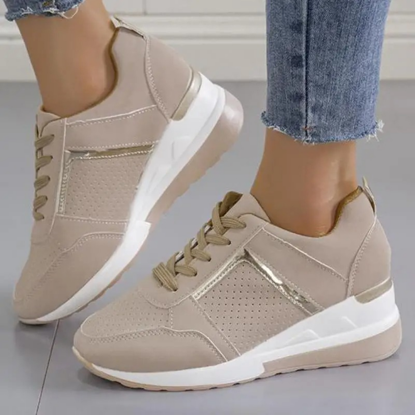 Levoire | Chaussures Plates Respirantes À Talon Compensé Confortables Brun clair