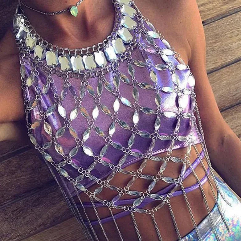 Levoir | Shiny Gems Pailletten Franges Crop Top