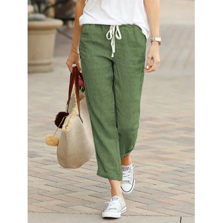 Levoire | Pantalon En Lin Décontracté Pour Femmes Vert