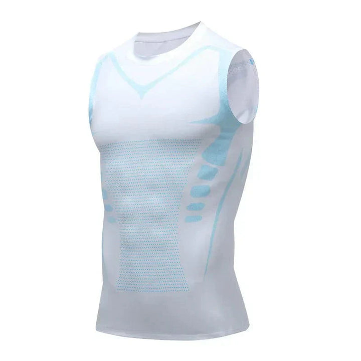 Levoire | Hommes Sans Manches Ajusté Shapewear Gilet Débardeur Blanc-Bleu