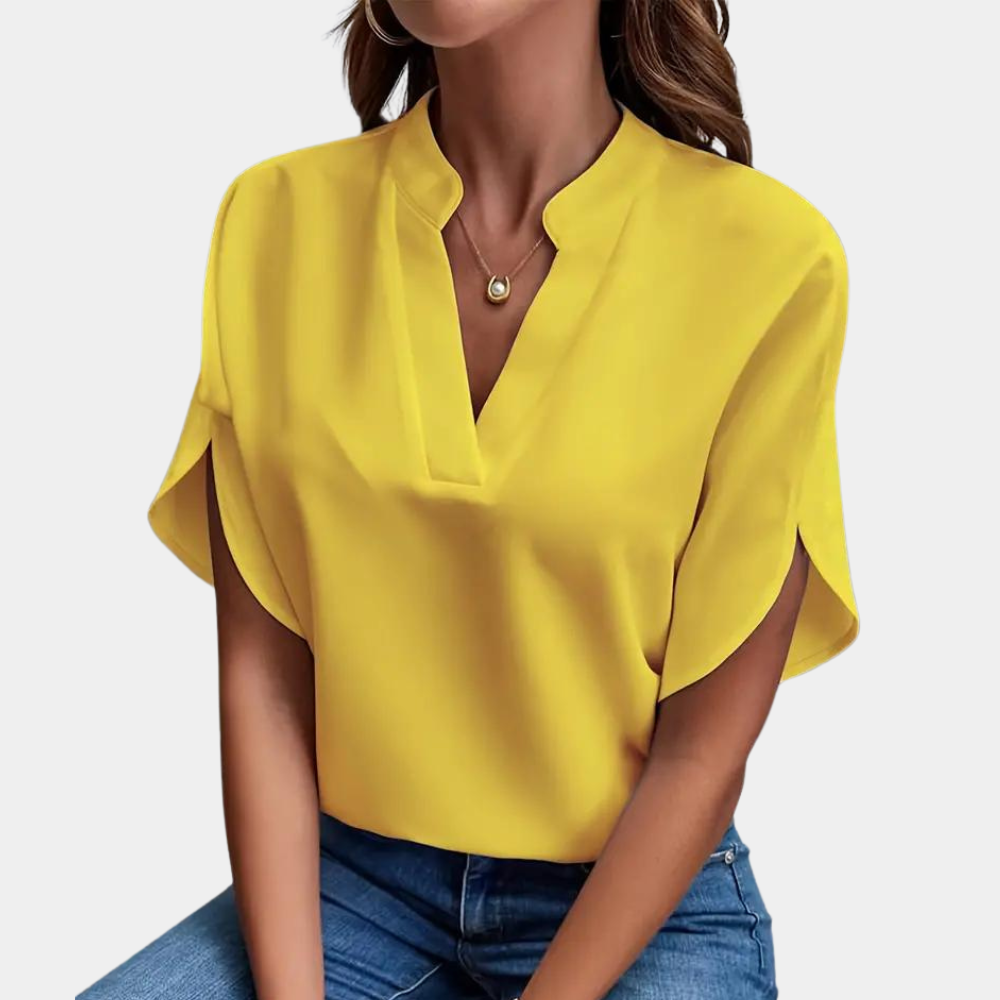 Levoire | Élégante Blouse À Décolleté En V Jaune