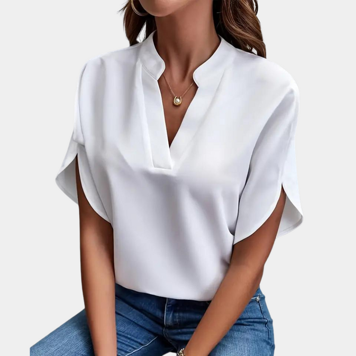 Levoire | Élégante Blouse À Décolleté En V Blanc