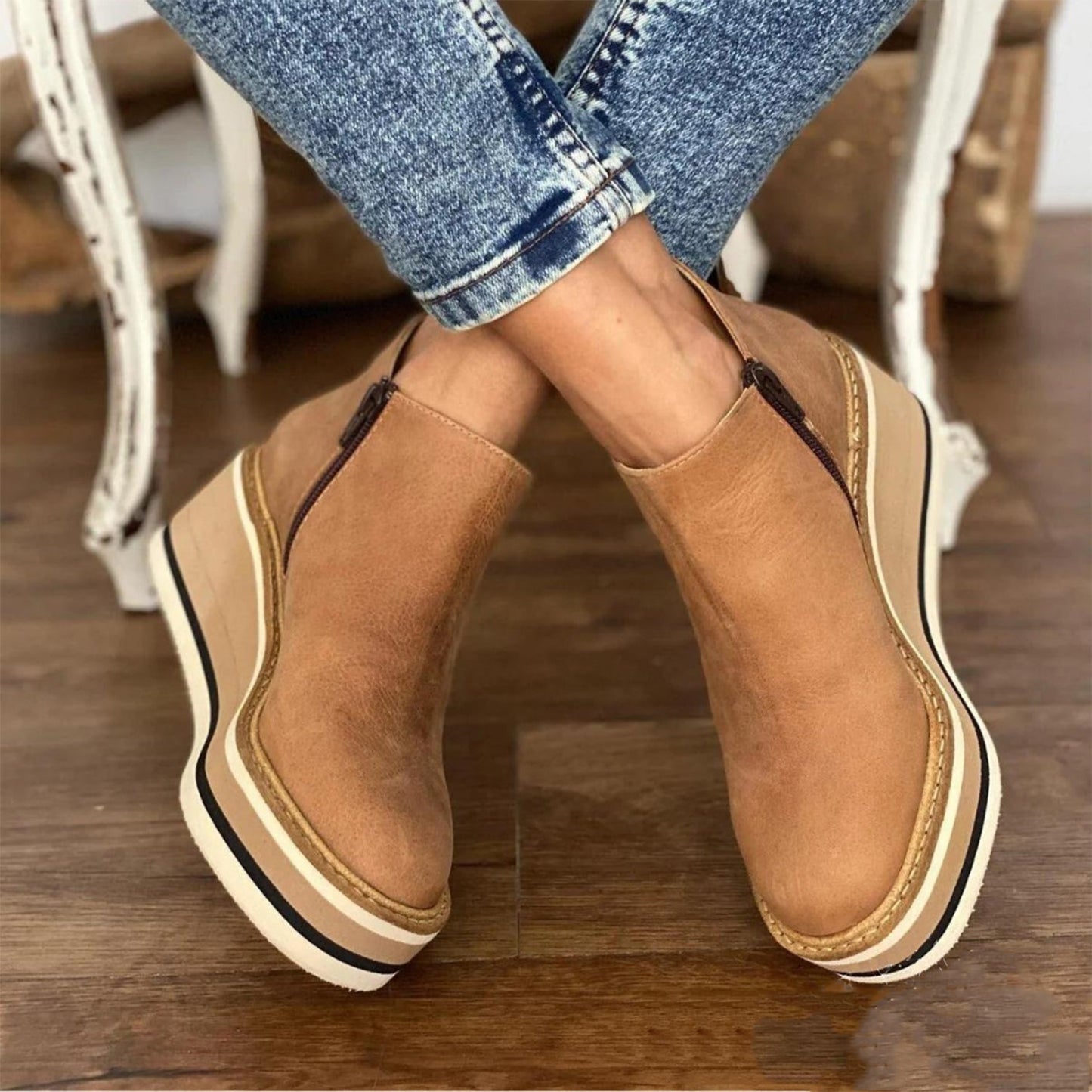 Levoire | Bottes en cuir avec fermeture éclair Braun