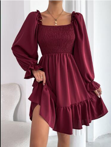 Levoire | Élégance Féminine Avec Robe Mini À Volants ! Bordeaux