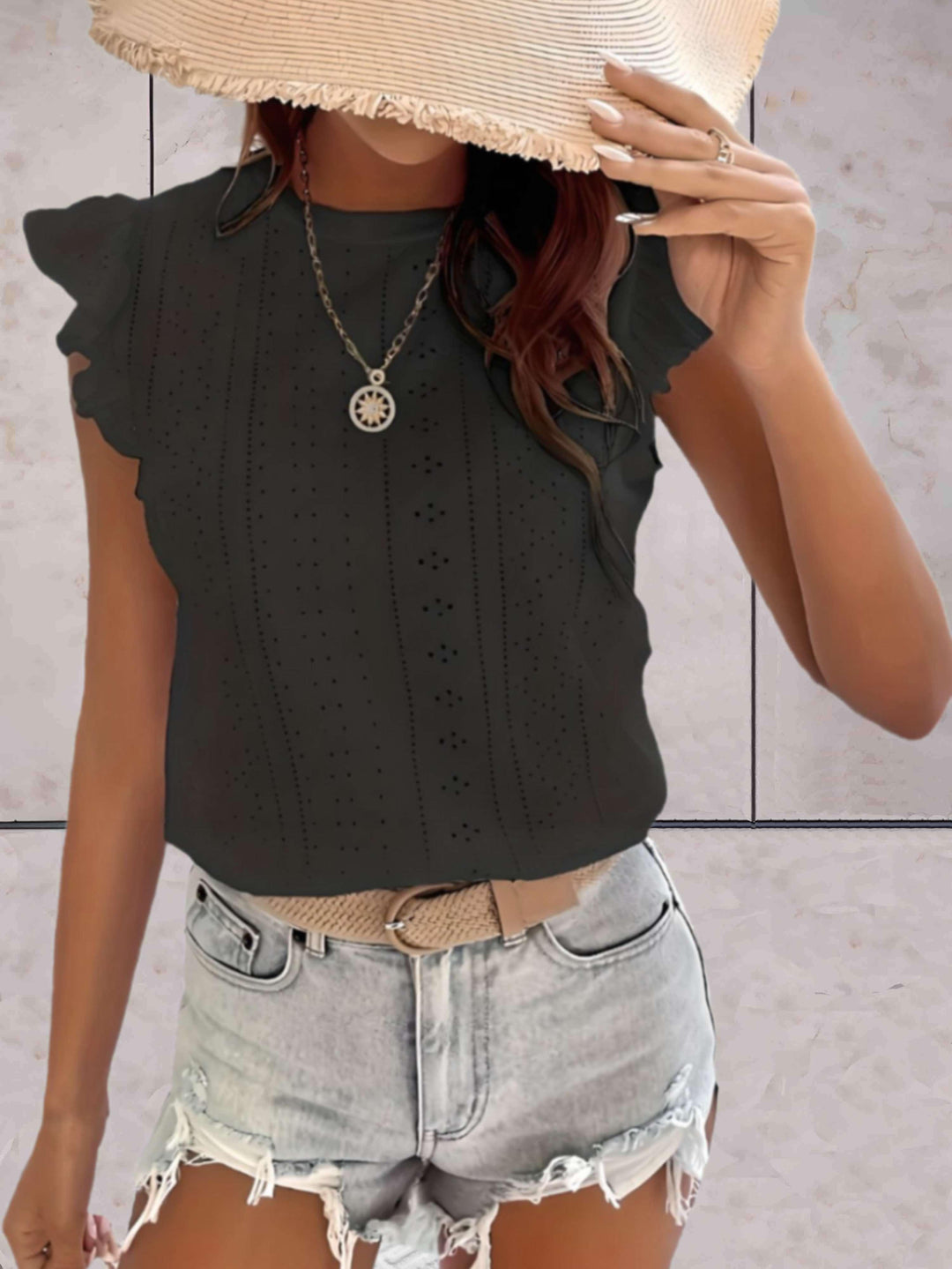 Levoire | Chemise De Loisirs À Volants Pour Femmes Noir