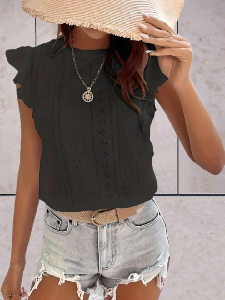 Levoire | Chemise De Loisirs À Volants Pour Femmes Noir