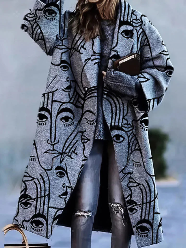 Levoire | Manteau En Laine Avec Revers Long À Manches Gris