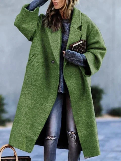 Levoire | Manteau En Laine Avec Revers Long À Manches Vert