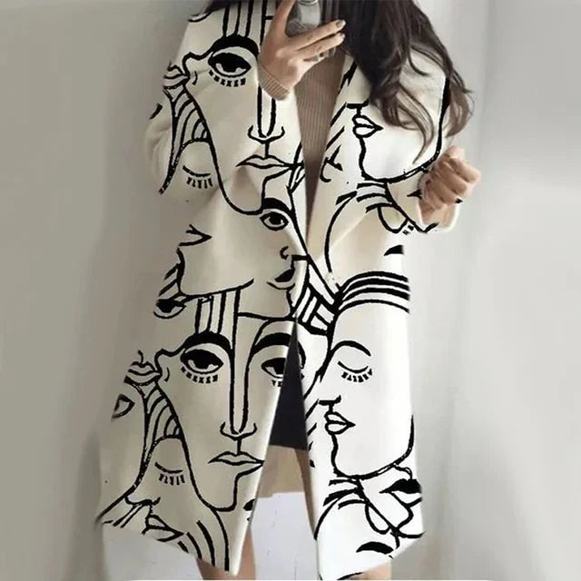 Levoire | Manteau En Laine Avec Revers Long À Manches Conception de visage minimaliste
