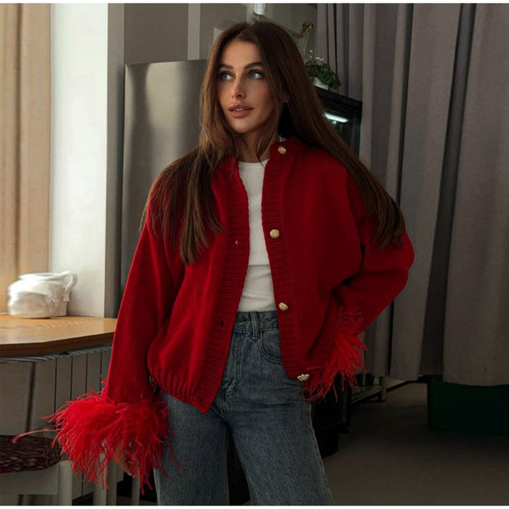 Levoire | Veste En Tricot Élégante Avec Accent Plume