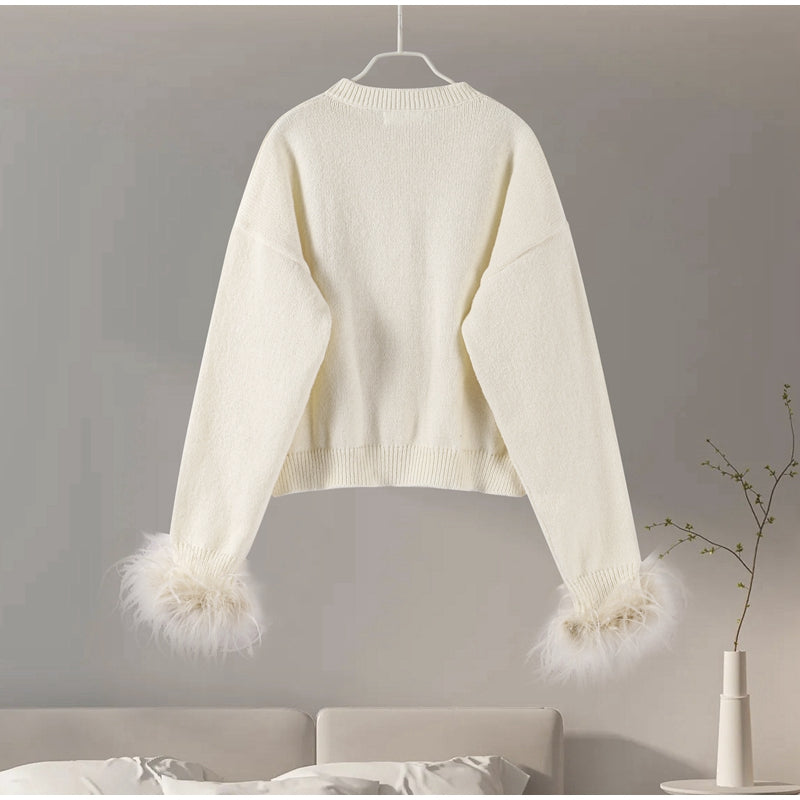 Levoire | Veste En Tricot Élégante Avec Accent Plume